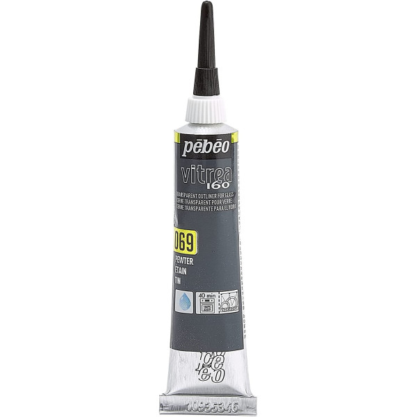 photo-Tube de peinture relief - Verre métal porcelaine - Gris étain - Vitrea 160 - 20ml