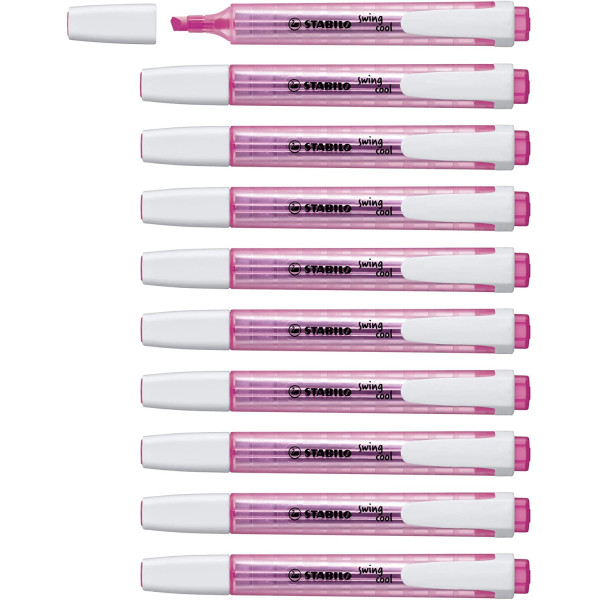 photo-Lot de 10 surligneurs rose fluo - STABILO Swing cool