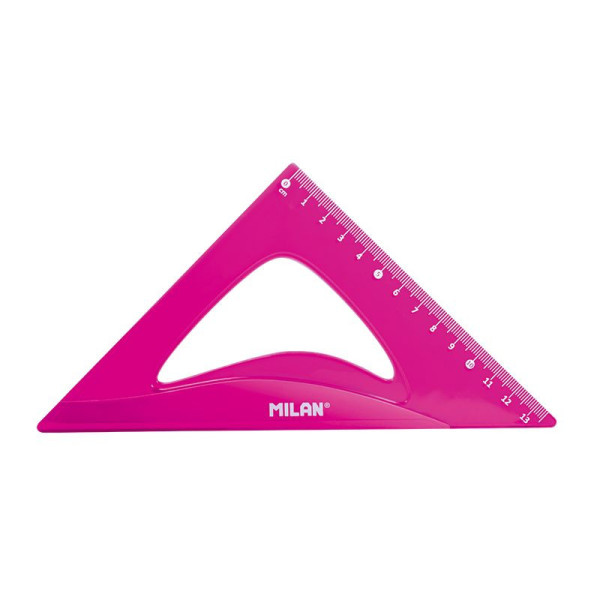 Set de traçage - Règle - Equerres - Rapporteur - Rose - Plastique - Milan