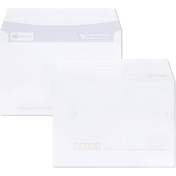 Paquet de 50 enveloppes - Blanches - C6 114X162mm - Auto-adhésive - Avec cases