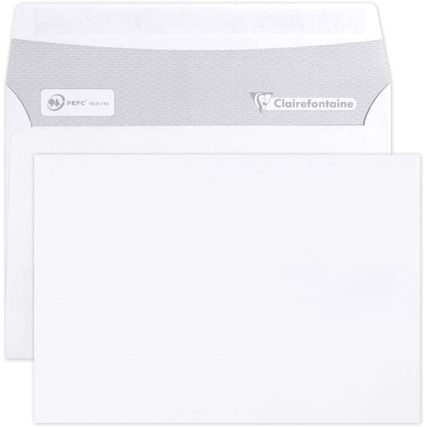 Paquet de 20 enveloppes - Blanches - C6 114X162mm - Auto-adhésive - Clairefontaine
