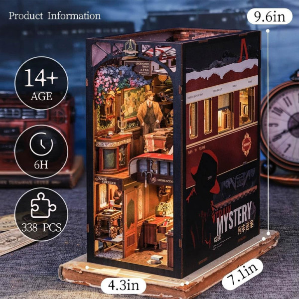 Book Nook - Maquette à construire - Serre-livre - Mystère dans le train - 338 pièces