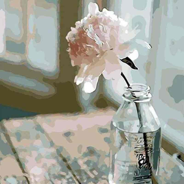 Peinture par numéro - Fleur blanche - 40x50cm - Toile + pinceaux + peinture - Facile - Figured'Art