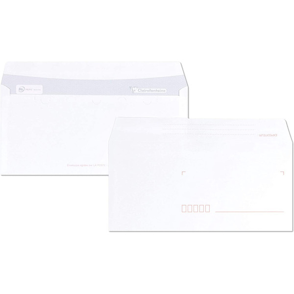 Paquet de 25 enveloppes - Blanches - DL 110x220mm - Auto-adhésive - Avec cases