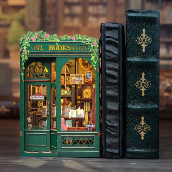 photo-Book Nook - Maquette à construire - Serre-livre - Librairie des hiboux - 88 pièces