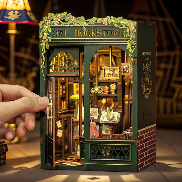 Book Nook - Maquette à construire - Serre-livre - Librairie des hiboux - 88 pièces