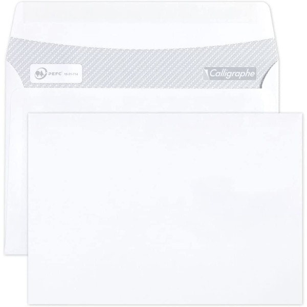 Paquet de 100 enveloppes - Blanches - C6 114x162mm - Auto-adhésive - Clairefontaine