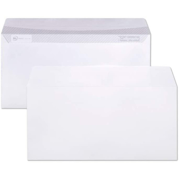 Paquet de 100 enveloppes - Blanches - DL 110x220mm - Auto-adhésive - Clairefontaine