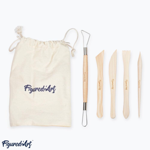 Kit de poterie - Argile autodurcissante - Outils et peinture inclus - Figured'Art
