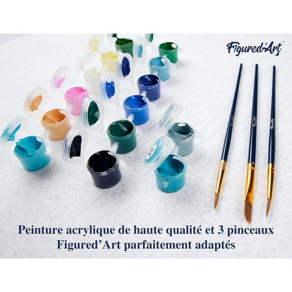 Peinture par numéro - Singe Pop Art - 40x50cm - Toile + pinceaux + peinture - Intermédiaire - Figured'Art