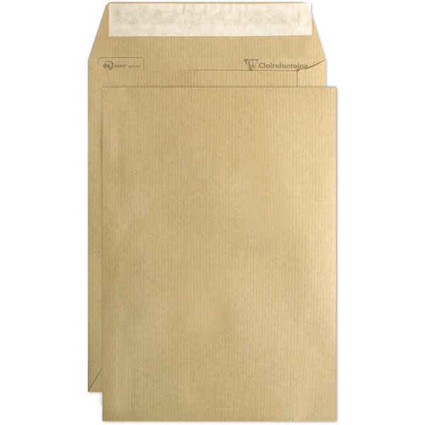 50 enveloppes - Kraft brun - C5 162x229mm - Auto-adhésive - Clairefontaine
