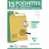 15 enveloppes - Kraft brun - C4 229x324mm - Auto-adhésive - Clairefontaine