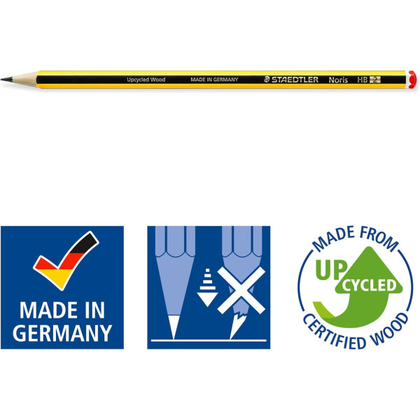 Crayon graphite - HB - Lot de 10 - Idéal pour l'écriture, dessin, école, bureau - Staedtler Noris