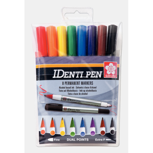photo-Feutres - Encre à alcool - Permanent - 8 couleurs - Double pointe - Sakura IdentiPen