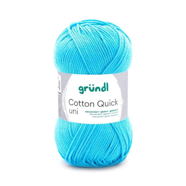 photo-Pelote de laine - Bleu turquoise - 136 - 100% coton - 3/4 mm - Gründl - Cotton Quick Uni