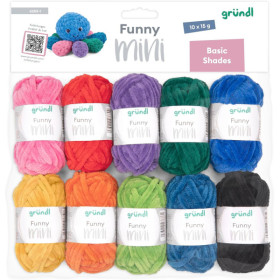 photo-Pelotes de laine - Laine chenille - 100% polyester - 12 couleurs - Idéal amigurumis - Gründl