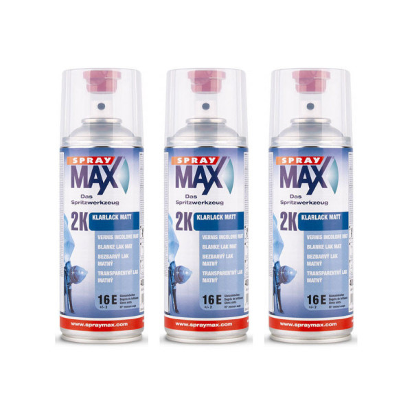 photo-Lot de 3 bombes de vernis de finition - Automobile - Mat - 2K Spray max - 400ml