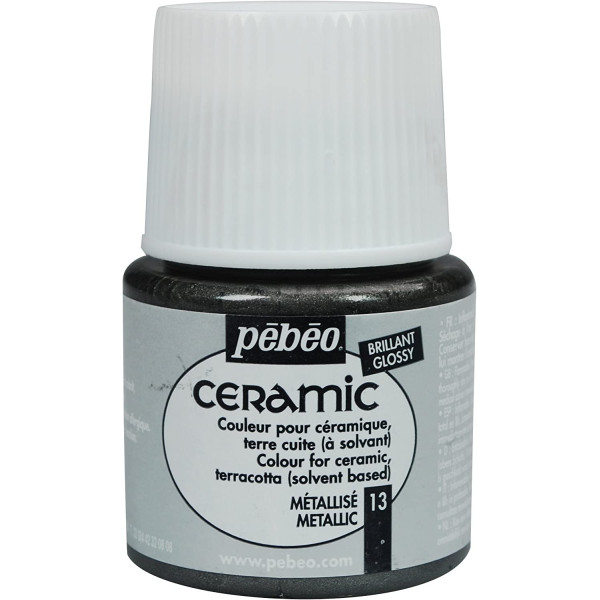 photo-Peinture pour céramique - Gris métallisé - Pébéo - Ceramic - 45ml