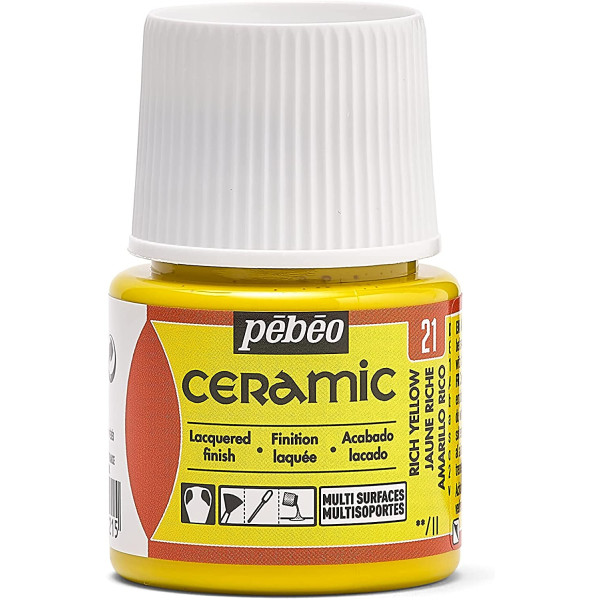 photo-Peinture pour céramique - Jaune riche - Pébéo - Ceramic - 45ml