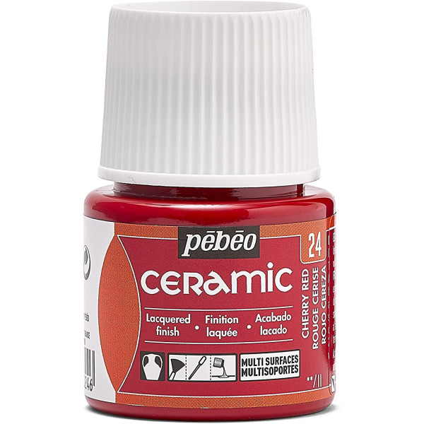 photo-Peinture pour céramique - Rouge cerise - Pébéo - Ceramic - 45ml
