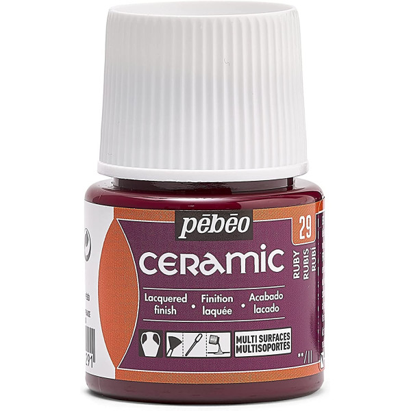 photo-Peinture pour céramique - Rouge rubis - Pébéo - Ceramic - 45ml