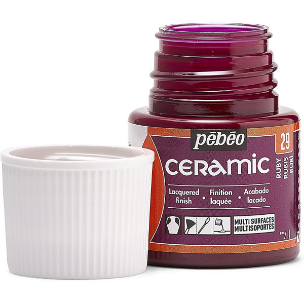 Peinture pour céramique - Rouge rubis - Pébéo - Ceramic - 45ml