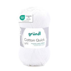 photo-Pelote de laine - Blanc - 01 - 100% coton - 3/4 mm - Gründl - Cotton Quick Uni