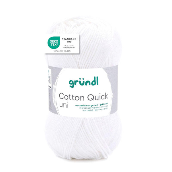 photo-Pelote de laine - Blanc - 01 - 100% coton - 3/4 mm - Gründl - Cotton Quick Uni