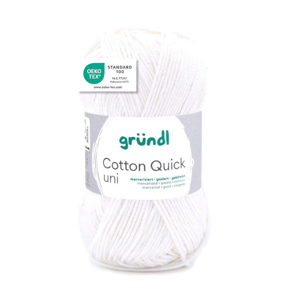 photo-Pelote de laine - Blanc naturel - 101 - 100% coton - 3/4 mm - Gründl - Cotton Quick Uni