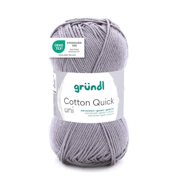 photo-Pelote de laine - Argent - 70 - 100% coton - 3/4 mm - Gründl - Cotton Quick Uni