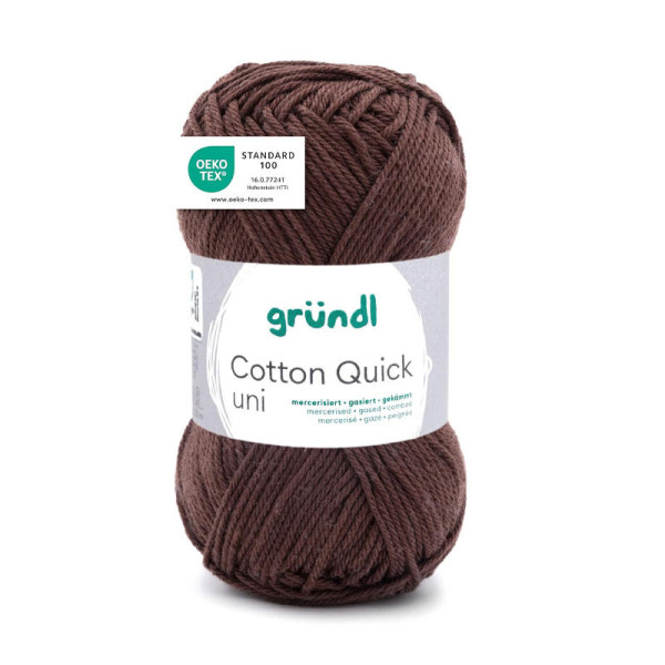 photo-Pelote de laine - Chocolat - 122 - 100% coton - 3/4 mm - Gründl - Cotton Quick Uni
