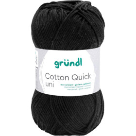 photo-Pelote de laine - Noir - 11 - 100% coton - 3/4 mm - Gründl - Cotton Quick Uni
