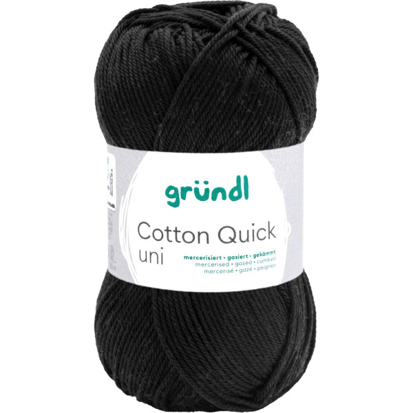 photo-Pelote de laine - Noir - 11 - 100% coton - 3/4 mm - Gründl - Cotton Quick Uni