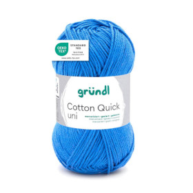photo-Pelote de laine - Bleu moyen - 126 - 100% coton - 3/4 mm - Gründl - Cotton Quick Uni