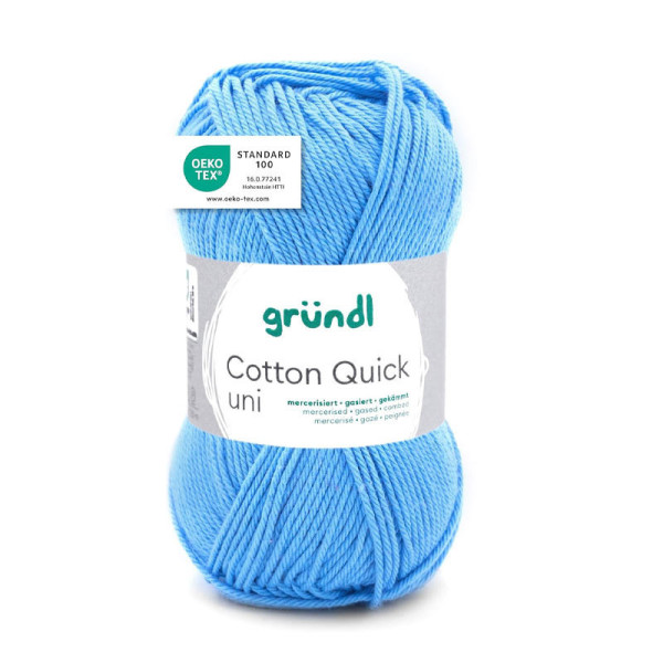 photo-Pelote de laine - Bleu clair - 127 - 100% coton - 3/4 mm - Gründl - Cotton Quick Uni