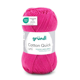 photo-Pelote de laine - Fuchsia - 128 - 100% coton - 3/4 mm - Gründl - Cotton Quick Uni
