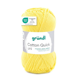 photo-Pelote de laine - Jaune - 131 - 100% coton - 3/4 mm - Gründl - Cotton Quick Uni
