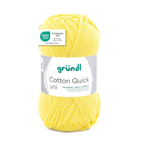 photo-Pelote de laine - Jaune - 131 - 100% coton - 3/4 mm - Gründl - Cotton Quick Uni