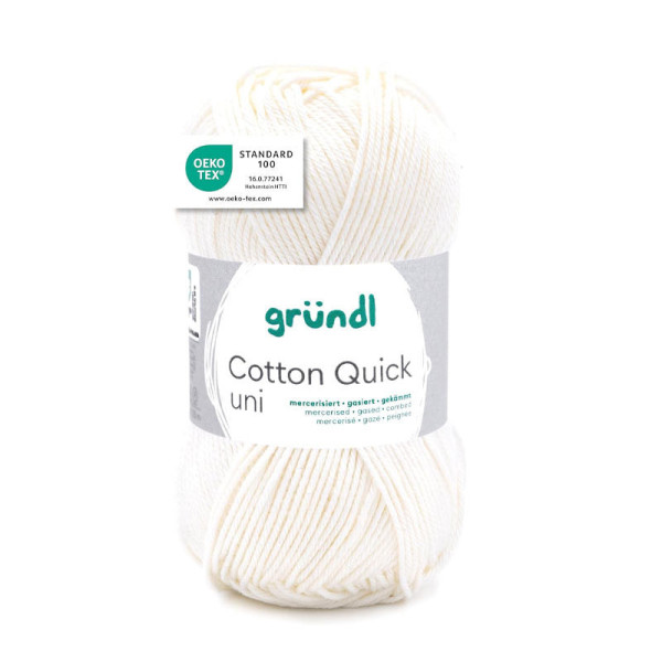 photo-Pelote de laine - Ecru - 132 - 100% coton - 3/4 mm - Gründl - Cotton Quick Uni