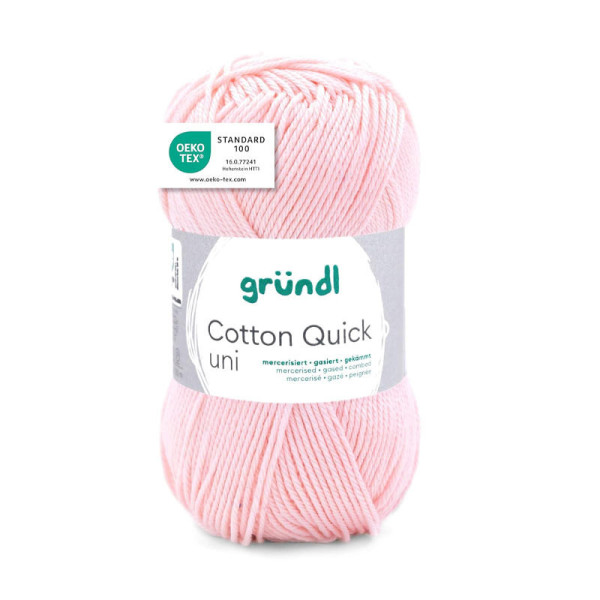 photo-Pelote de laine - Rose clair - 133 - 100% coton - 3/4 mm - Gründl - Cotton Quick Uni