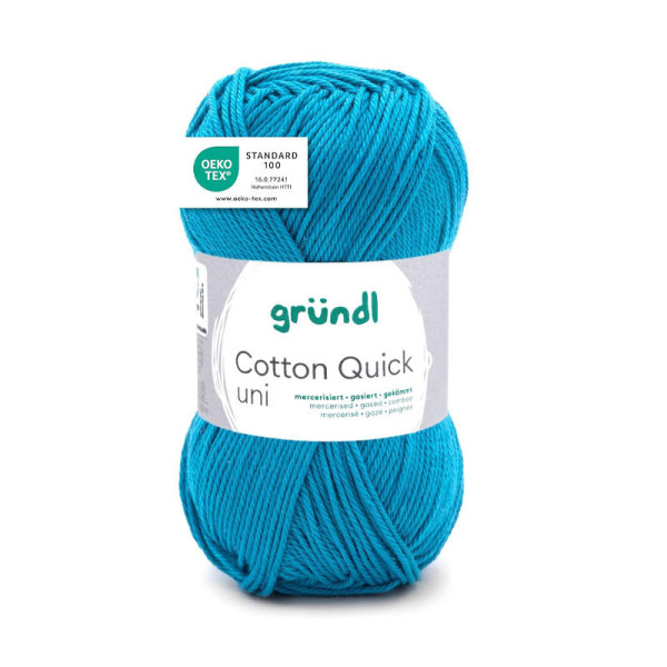 photo-Pelote de laine - Bleu caraïbes - 143 - 100% coton - 3/4 mm - Gründl - Cotton Quick Uni