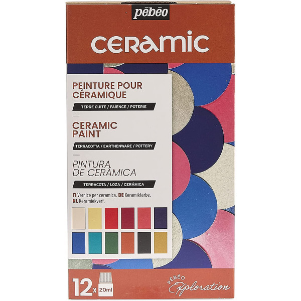 photo-Coffret - Peinture pour céramique - Pébéo - Ceramic - 12x45ml - Assortiment