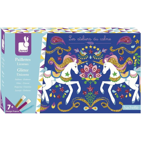 photo-Jeu créatif - Coffret paillettes - Licornes - Dès 7 ans - 3 modèles - Janod