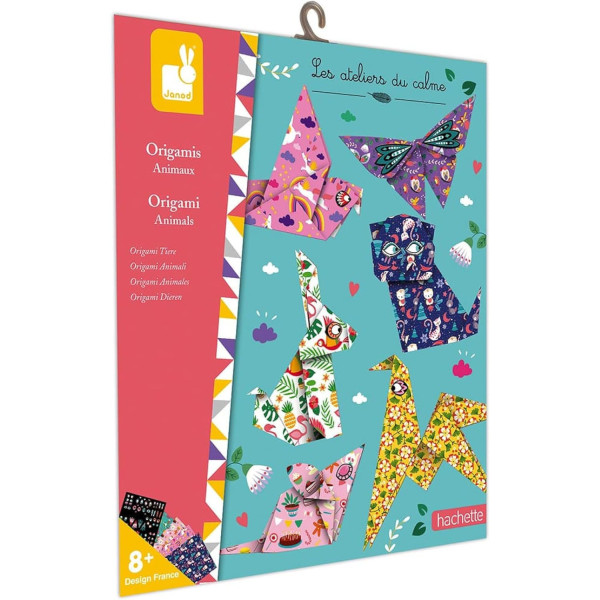 photo-Jeu créatif - Origami - 24 modèles - Thème animaux - Stickers inclus - Dès 8 ans - Janod