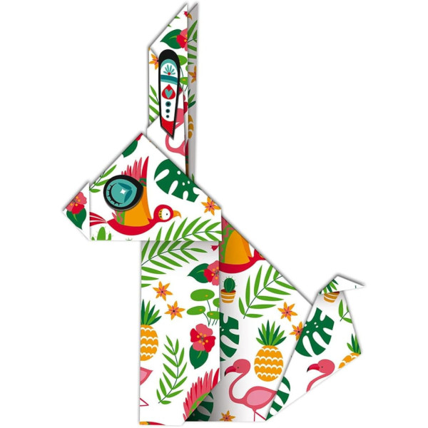 Jeu créatif - Origami - 24 modèles - Thème animaux - Stickers inclus - Dès 8 ans - Janod