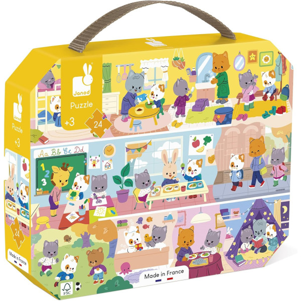 photo-Puzzle - Les rituels du quotidien - 24 pièces - Dès 3 ans - 50x40cm - Poster inclus - Janod