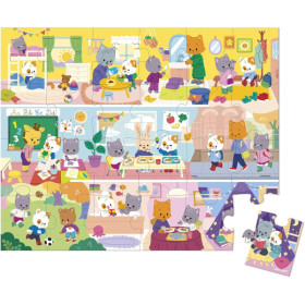Puzzle - Les rituels du quotidien - 24 pièces - Dès 3 ans - 50x40cm - Poster inclus - Janod