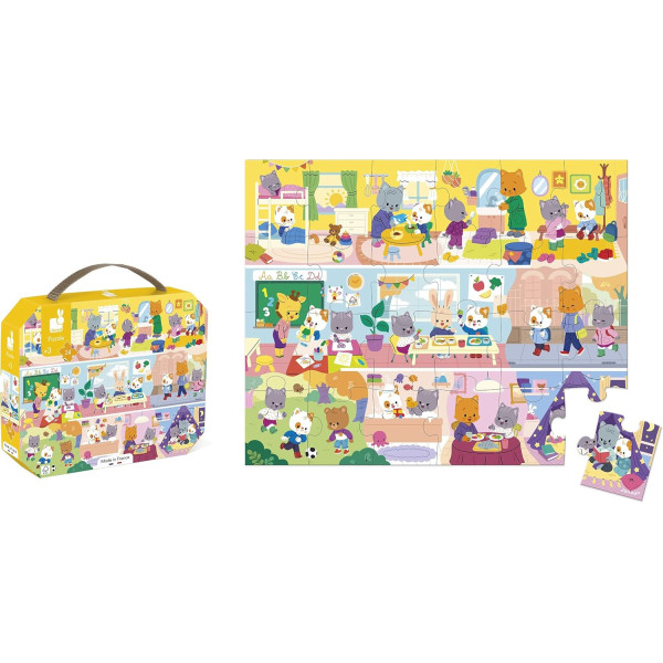 Puzzle - Les rituels du quotidien - 24 pièces - Dès 3 ans - 50x40cm - Poster inclus - Janod