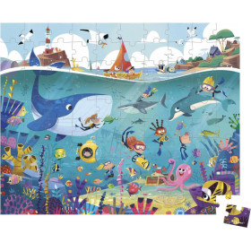 Puzzle - Les fonds marins - 100 pièces + poster - Dès 6 ans - Janod