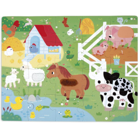 Puzzle - Les animaux de la ferme - 20 pièces avec texture + poster - Dès 2 ans - Janod